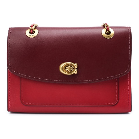 NWT Coach Parker Colorblock Purse w/ Chain Strap in Burgundy/Red Apple Multi 🍎 - Picture 1 of 9